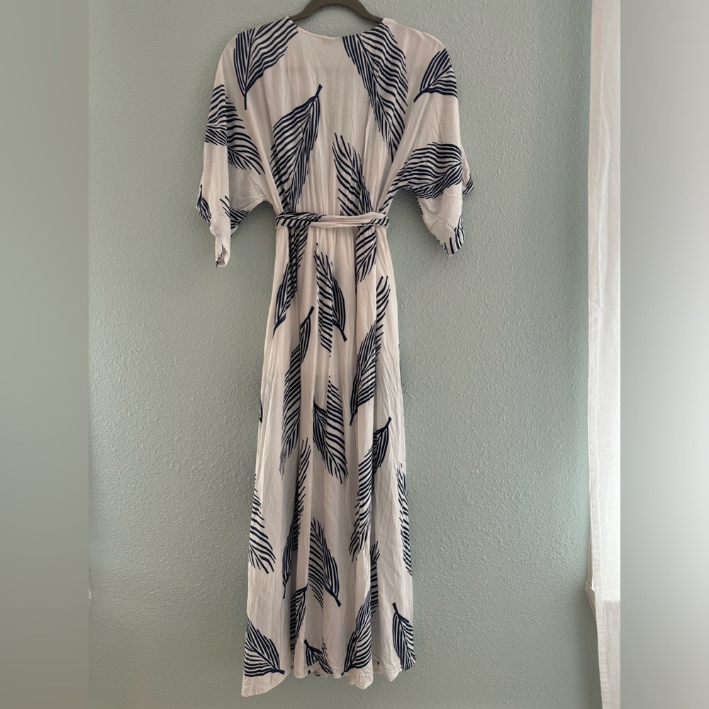 Baltic Born Corinth Blue White Maxi Dress with belt EUC size XS